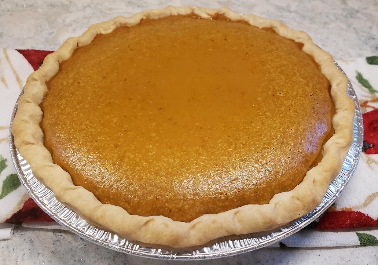 pumpkin pie out of the oven 1